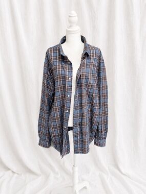 Slate & Stone Blue and Brown Plaid Button-Up Shirt